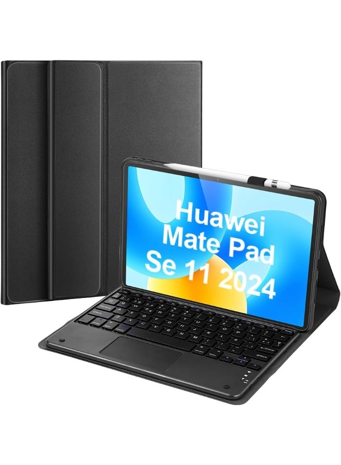 Keyboard  case for Huawei Matebad se 11  Ultra-thin PU leather Cover Detachable Bluetooth Keyboard with Arabic and English letter Touchpad supports Multi Viewing Angles compatible black - Image 4